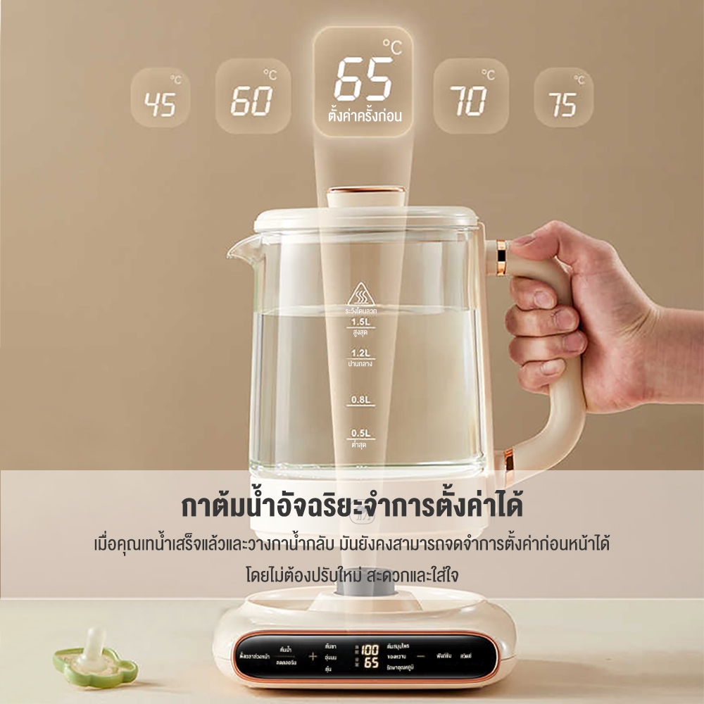 CAMEL กาต้มน้ำไฟฟ้า smarthome อเนกประสงค์ 1.5 ลิตร Thermostatic Electric Kettle - รูปที่ 4