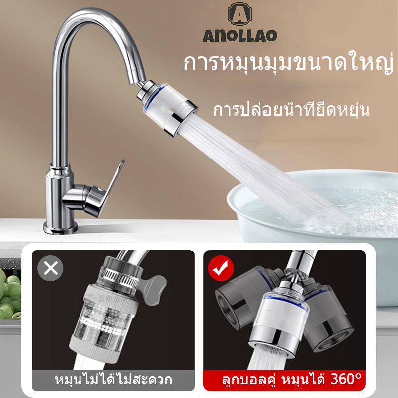 เครื่องกรองน้ำก๊อกน้ำ ก็อกน้ำอุปกรณ์ประหยัดน้ำของใช้ในครัว/ตัวกรองก๊อกน้ำ/ก๊อกน้ำหมุนได้ 360 ° ก๊อกน้ำ✨ Anollao