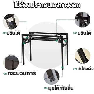 DUDUMALL โต๊ะพับ มีชั้นวาง120/100/80cm โต๊ะทำงาน ใช้ในบ้าน สะดวกในการเคลื่อนย้ายDESK อเนกประสงค์ ขาเหล็ก ไม่ต้องติดตั้ง