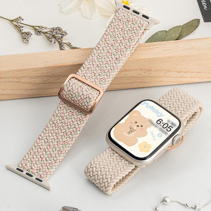 สายนาฬิกา สำหรับ iwatch สายนาฬิกาทอระดับไฮเอนด์เหมาะสำหรับนาฬิกา IP สายนาฬิกาสีทึบเรียบง่าย