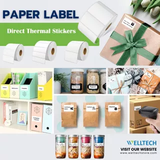 สติ๊กเกอร์ความร้อน บาร์โค้ด ฉลาก Direct Thermal Label Barcode ราคาโรงงาน มีรอยปรุระหว่างดวง