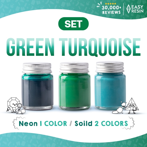 ชุดสีผสมเรซิ่นเทอร์ควอยซ์ SET Green Turquoise(เขียวทึบ/เขียวใส/ฟ้าเขียวพาสเทล)ใช้ง่ายสีสดไม่ซีดช้กับเรซิ่นทุกชนิด