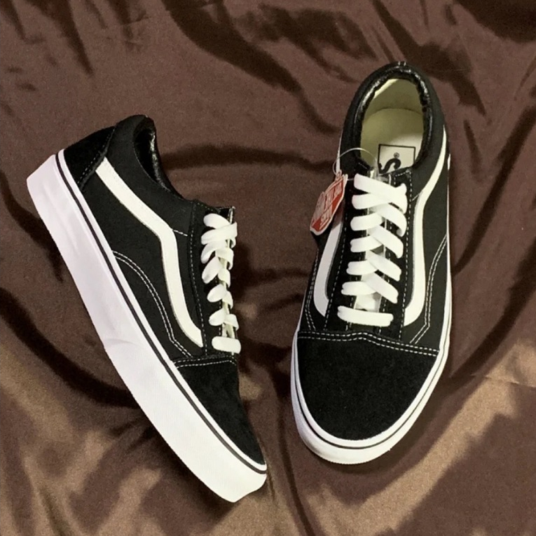 ของแท้💯% Vans Old Skool Black checkerboard รองเท้าผ้าใบลำลองและสบายสำหรับผู้ชายและผู้หญิง