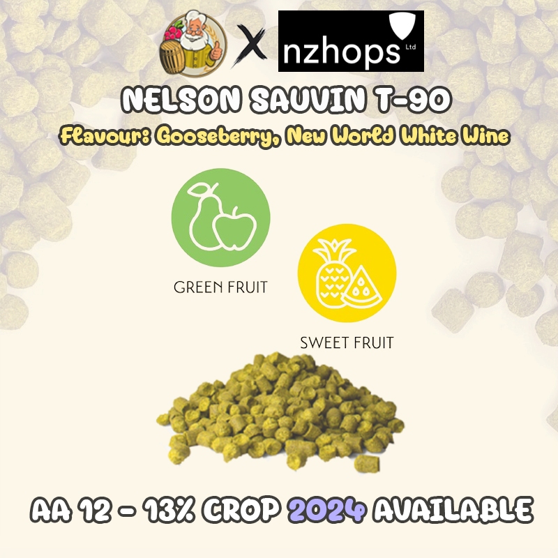 Nelson Sauvin Hops (US) PELLET HOPS (T90) Crop 2024 Beer Hops Hops เบียร์ฮอปส์ทำเบียร์ฮอปส์ Nelson S