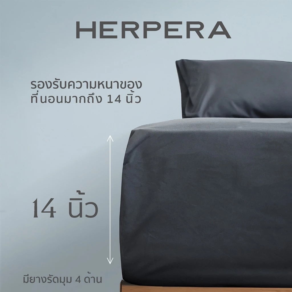 HERPERA ชุดเครื่องนอนพร้อมผ้านวม สีเทาดำ ขนาด 3.5/5/6 ฟุต thumbnail 7