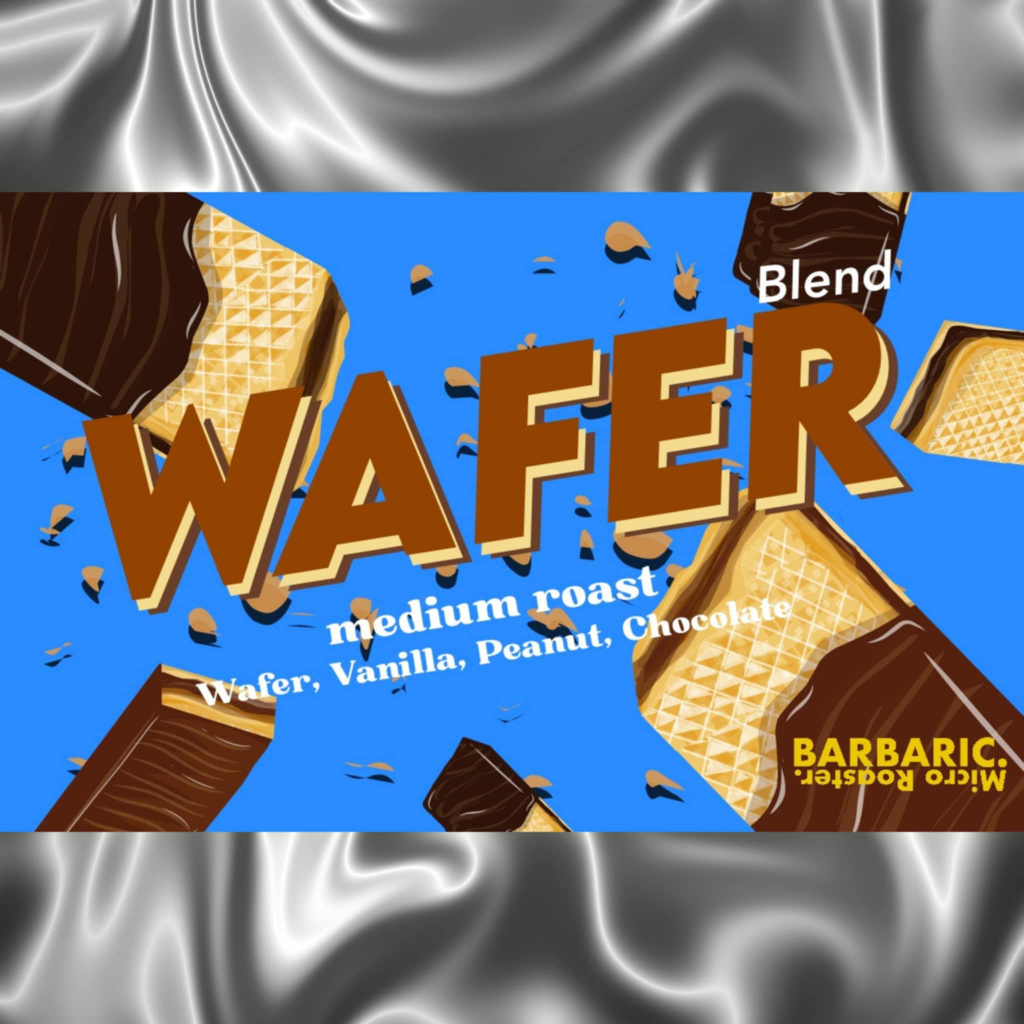 BARBARIC : เมล็ดกาแฟ Wafer Blend ( Yemen CM + Brazil + Thai ) คั่วกลาง Medium Roast โทนวนิลาช็อคโก้