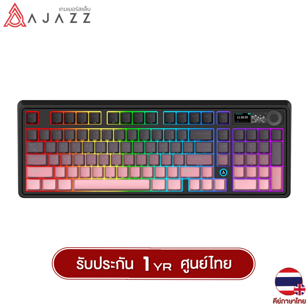 Ajazz AK980 LCD Tri-Mode Gasket Mechanical Keyboard Gift Switch V2 รับประกันสินค้า 1 ปี ส่งฟรี