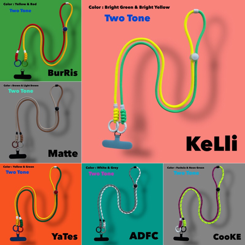 สายคล้องมือถือ (แบบทูโทน) 📱 โทรศัพท์ คล้องบัตร คล้องพัดลมพกพา คล้องกระเป๋า! งานต่อการใช้งาน สะดวก ป้องกันการศูนย์หาย