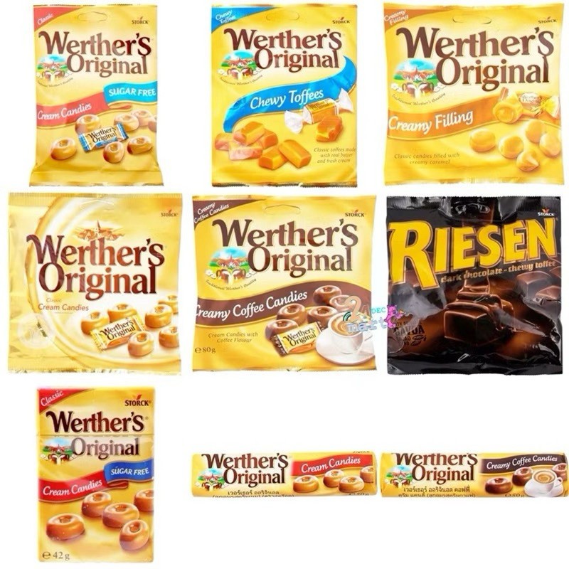 (พร้อมส่งขนมอร่อย ราคาถูก) เวอร์เทอร์ ออริจินัล Werther’s Original riesen Cream Chewy Toffees Mint c