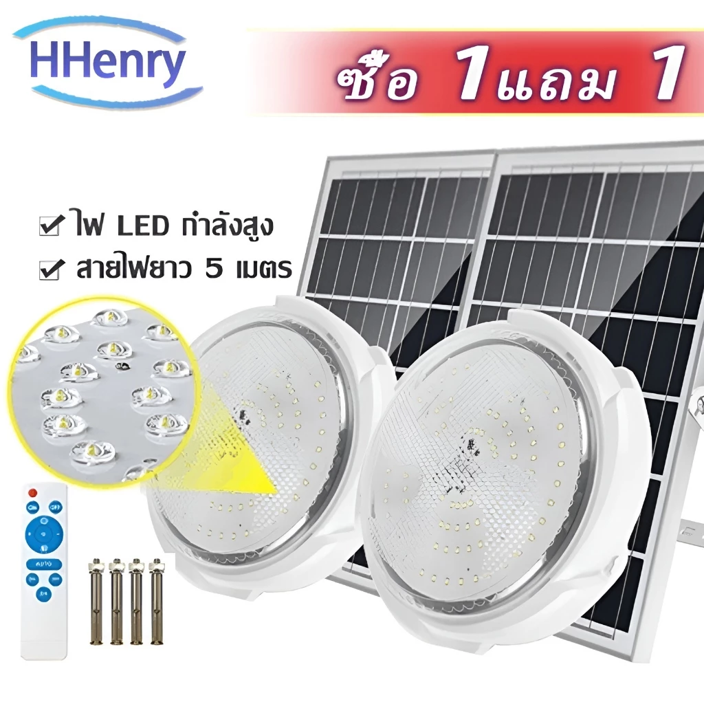 【รับประกัน30ปี】25000W ไฟโซล่าเซลล โคมไฟเพดาน Solar Light สว่างอัตโนมัติเมื่อฟ้ามืด ชาร์จไฟอัตโนม