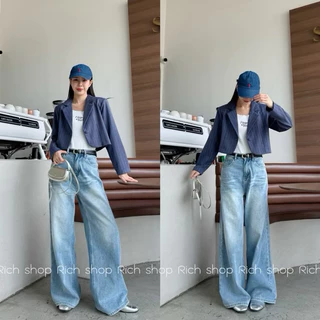 New‼️เสื้อสูทผู้หญิง Blazer crop สูทครอป งาน Premium กระดุมหน้า แต่งกระเป๋าแปะ เนื้อผ้าลายทวิต (มีฟองน้ำเสริมบ่า)