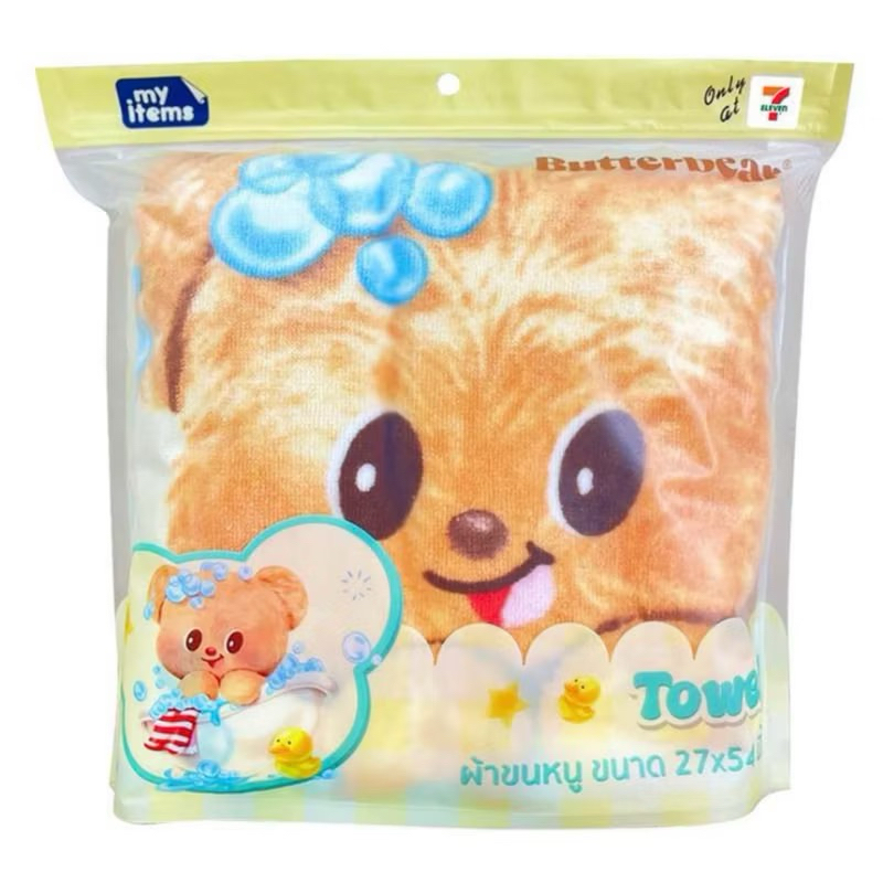 พร้อมส่ง! ผ้าขนหนูหมีเนย ผ้าขนหนูน้องเนย butterbear7-11