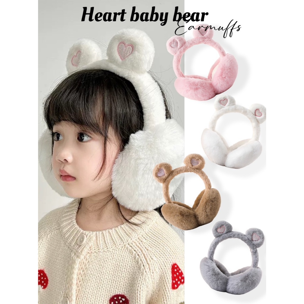 KEM01 Heart baby bear earmuffs