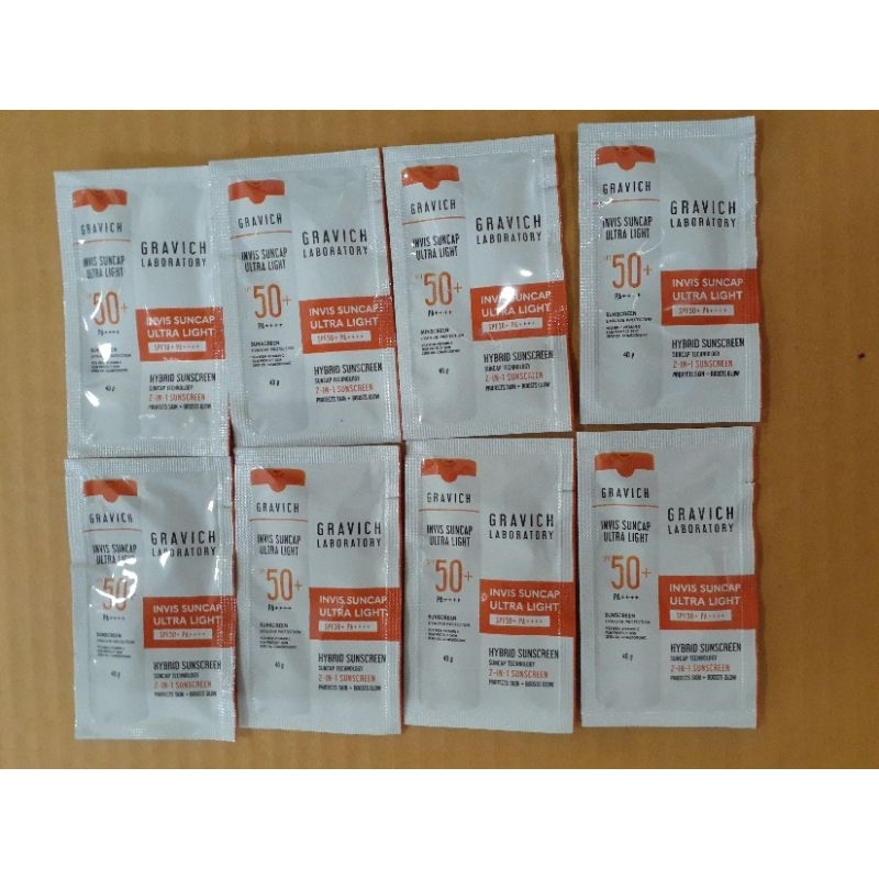 กราวิช8ซอง30บาทGravich Invis Suncap Ultra Light Sunscreen SPF50+ PA++++ขนาด1.5กรัมแบบซอง