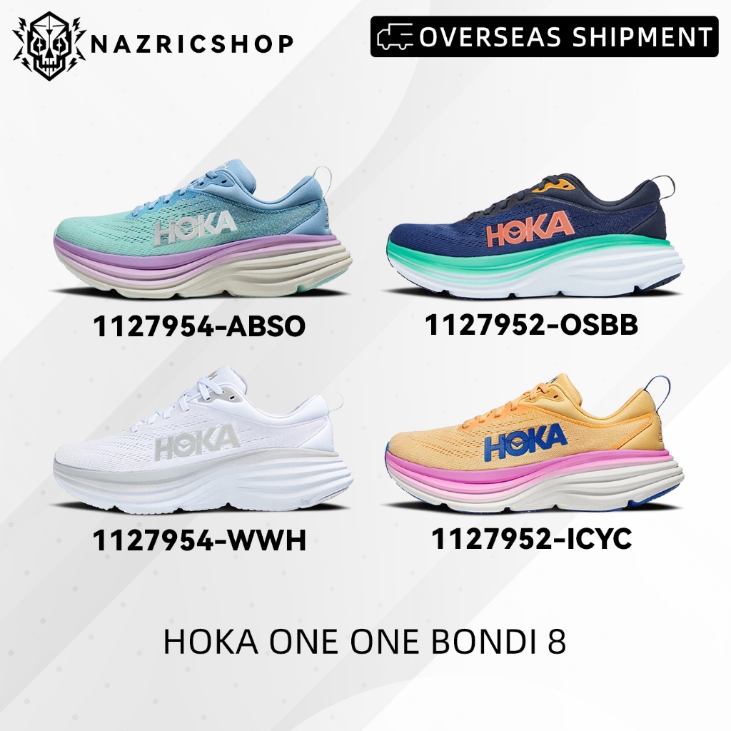 （ของแท้100% ）HOKA ONE ONE  Bondi 8  1127952-ICYC/1127954-ABSO/1127952-OSBB รองเท้ากีฬา  รองเท้าวิ่งระบายอากาศ