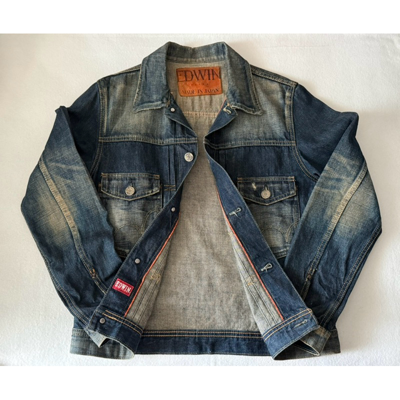Edwin ::: Orange Selvedge Vintage Denim Jacket_ไซส์ L _ ชาย_(อก 40")