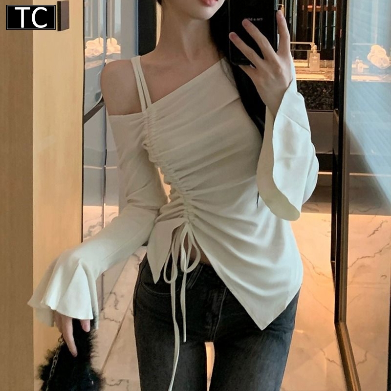 TC เสื้อยืดแขนยาว แบบเรียบๆทันสมัย ใส่อุ่นกันหนาว เนื้อดีใส่สบาย เสื้อยืดแฟชั่นผู้หญิง รุ่น2825