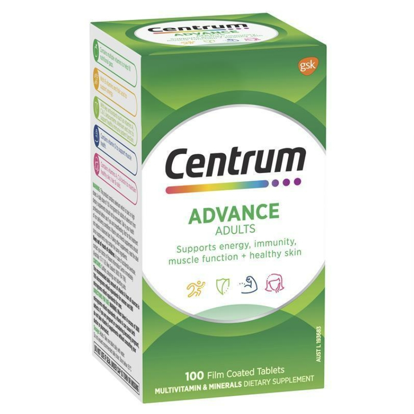 วิตามินรวม ฉลากออสเตรเลีย Centrum Advance 100 Tablets ฉลาก AUST L 193683
