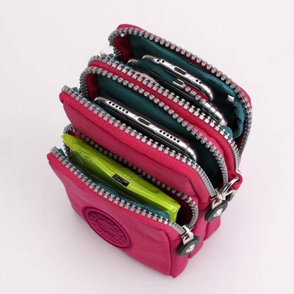 tokyosellected(T1735) กระเป๋าสะพายข้างใส่มือถือผ้าไนล่อน ป้าย (LENIRA)มี2แบบ