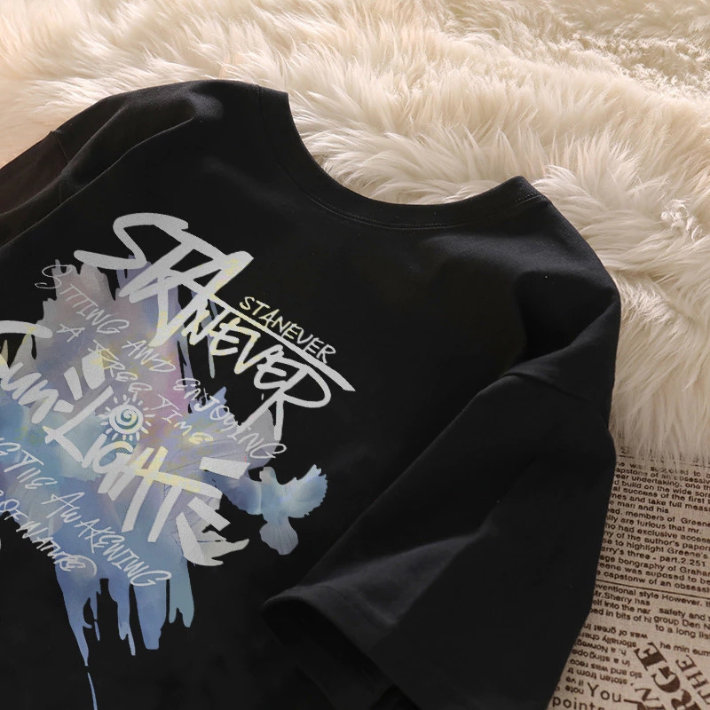 Top.street เสื้อยืด oversize 'STANEVER' แขนสั้น cotton 100% วินเทจ แนวสตรีท สไตล์เกาหลี แฟชั่น NEW ใส่ได้ทั้งชาย-หญิง