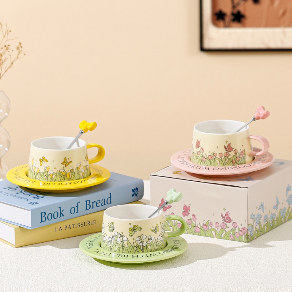 เซตแก้วกาแฟ พร้อมกล่องของขวัญ งานเซรามิค สวย  น่ารัก เป็นของขวัญ ของชำร่วย ชาออฟฟิศต้องชอบ ราคา ถูกที่สุด ดีลบีเคเค แกลเลอรีภาพที่ 7