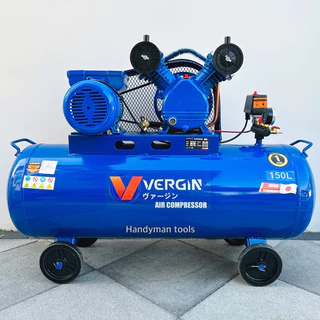 VERGIN ปั๊มลม ถังลม ขนาด 150 ลิตร มอเตอร์ 3 แรงม้า 2 สูบ ขนาดกระบอกสูบ 65mm มอเตอร์ทองแดงแท้ ทนทาน พร้อมอุปกรณ์ 6 อย่าง