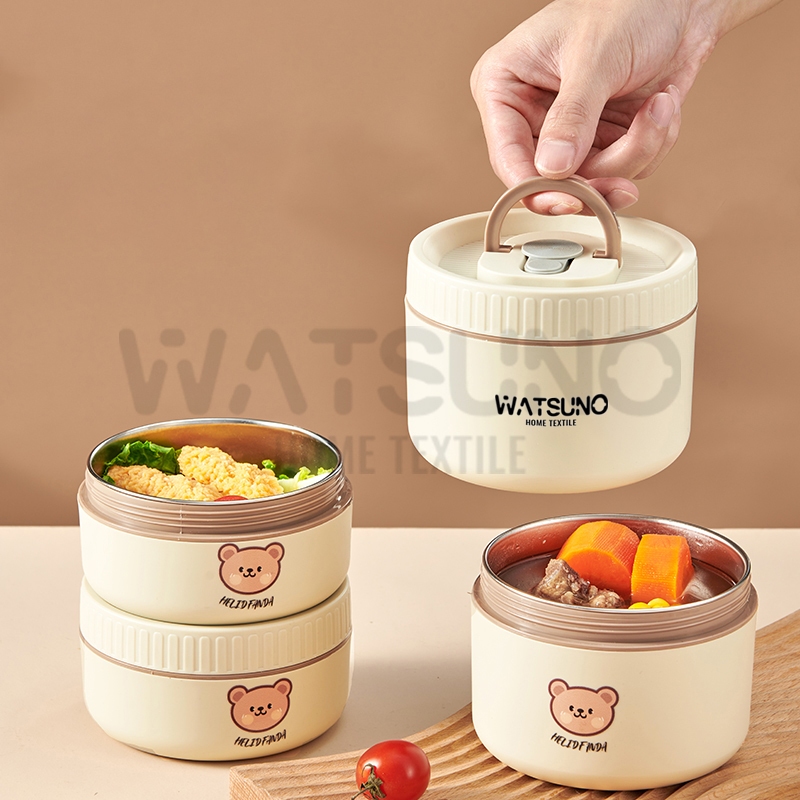 Watsuno.กล่องข้าวหลายชั้นหุ้มฉนวนสแตนเลส 304 กล่องข้าวนักเรียน 2/3/4 ชั้น กล่องเก็บอาหารแบบพกพา - รูปที่ 4