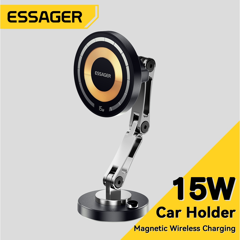 Essager แท่นชาร์จไร้สายแม่เหล็กติดรถยนต์ 15W เหมาะสำหรับโทรศัพท์มือถือในรถยนต์ แท่นชาร์จเร็ว