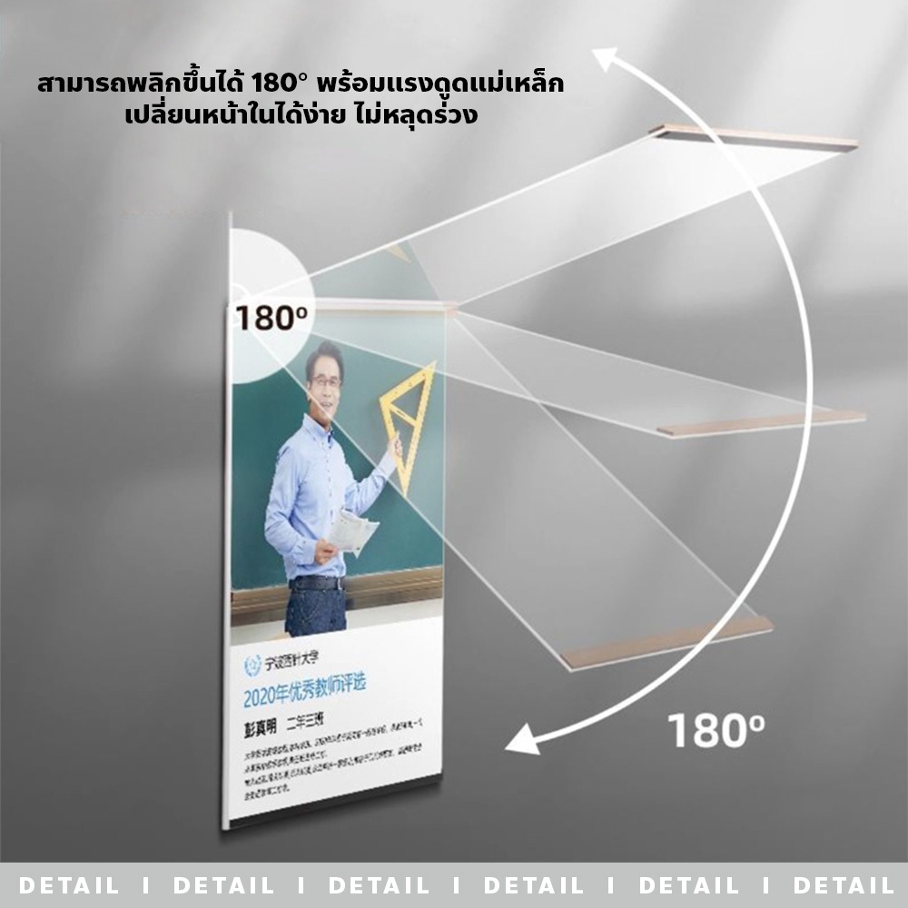 MAO กรอบรูปอะคริลิค ติดผนัง แนวตั้ง/แนวนอน ขอบบนล่าง มีแม่เหล็กติดประกบ อะคริลิคติดผนัง - รูปที่ 5