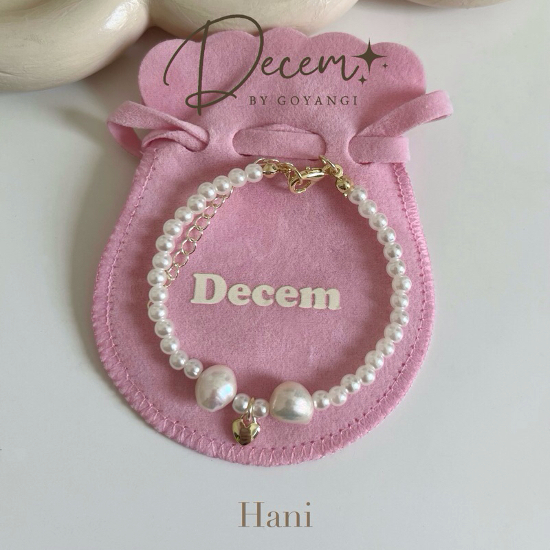 Decem - Hani กำไลมุก จี้หัวใจ อะไหล่ชุบ 14k พร้อมถุงฟรี