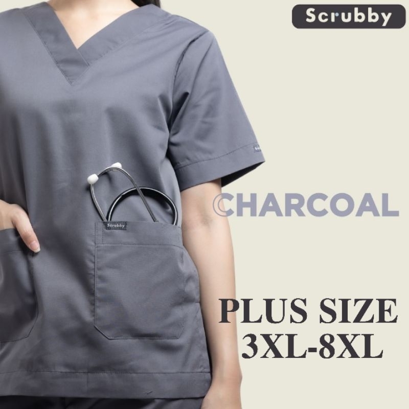 ชุดสครับส์ Scrubby รุ่น Plus Size – Unisex สี Charcoal