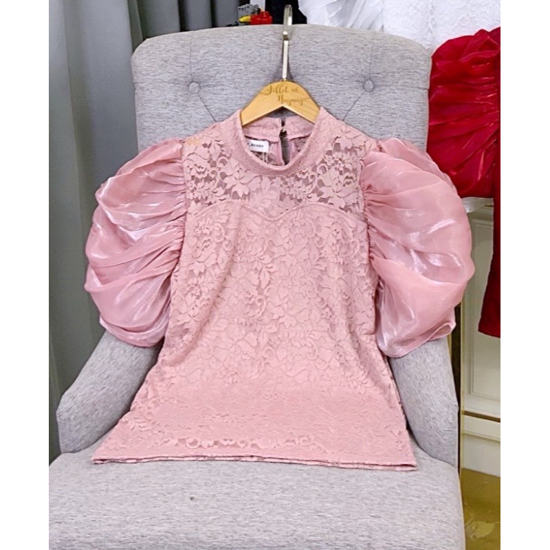 เสื้อลูกไม้แขนพองคอจีน - รูปที่ 4