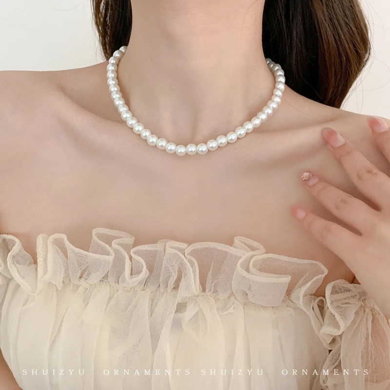 สร้อยคอโชคเกอร์มุก เรียบง่าย วินเทจ หรูหรา ผู้หญิง thumbnail 5