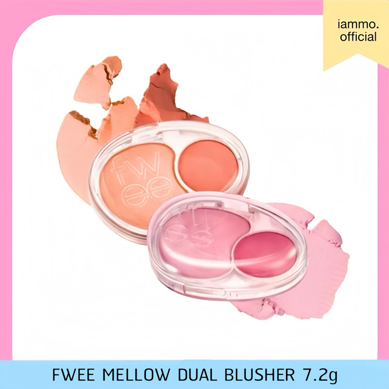 Fwee Mellow Dual Blusher 7.2g บลัช 2หลุม เนื้อสัมผัสแบบเจลลี่ สีชัด ติดทน