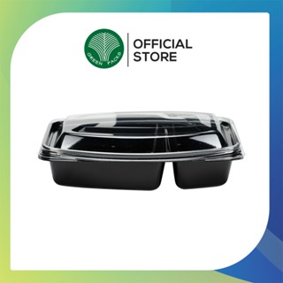 [ยกลัง] กล่องข้าวพลาสติก สีดำ 2 ช่อง พร้อมฝา 500ml. [300 ชุด…