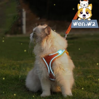 wen.W2 สายจูงแบบรัดอกสัตว์เลี้ยง แมว สุนัข เสื้อรัดอกแมวพร้อมสายจูง
