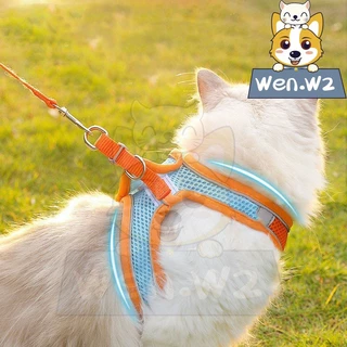 wen.W2 สายจูงแบบรัดอกสัตว์เลี้ยง แมว สุนัข เสื้อรัดอกแมวพร้อมสายจูง