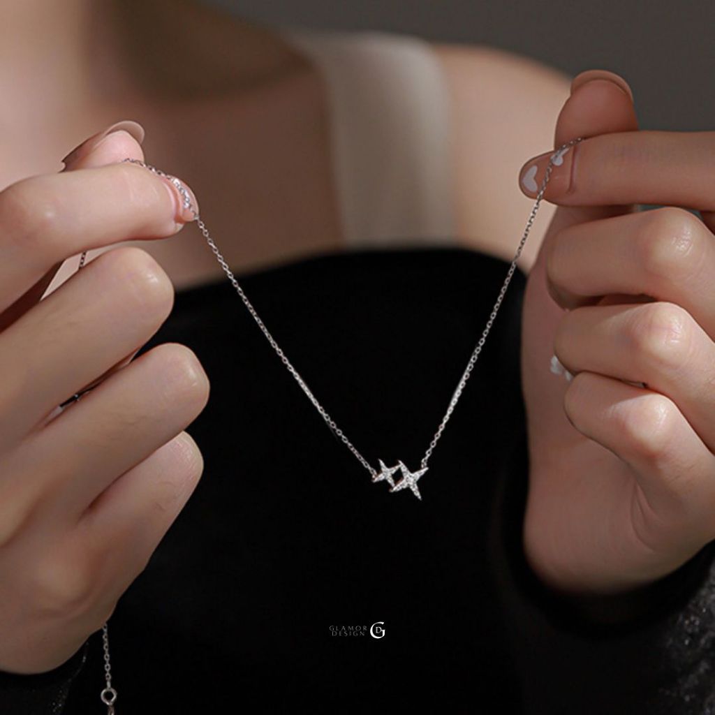 GLAMOR✨สร้อยคอเงินแท้ Shining Star เงิน925 จี้เพชรแวววาว สไตล์เกาหลี ใส่แล้วเปล่งประกายทุกสถานการณ์