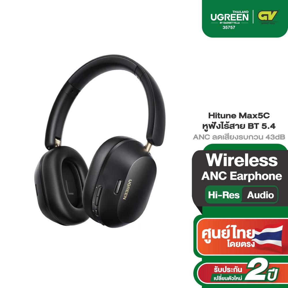 UGREEN Hitune Max5C รุ่น HP203 หูฟังบลูทูธ หูฟัง ANC หูฟังตัดเสียงรบกวน หูฟังไร้สาย Bluetooth V 5.4