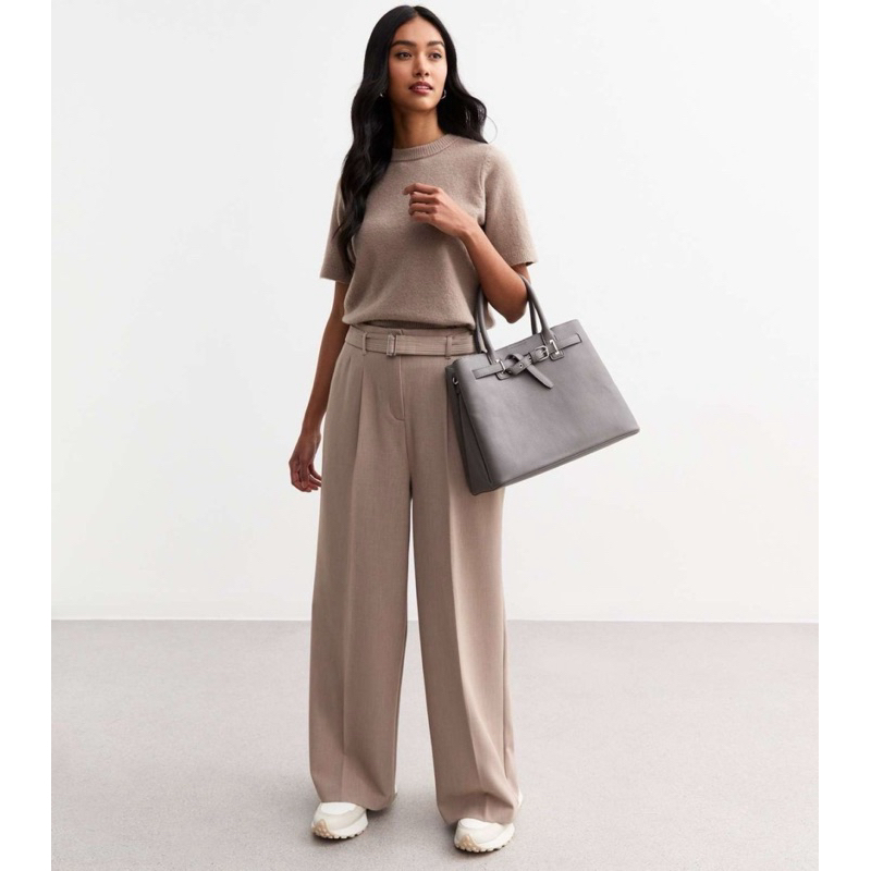 NEW LOOK Trousers กางเกงขายาว เอวสูง ทรงขาบาน มีเช็มขัด