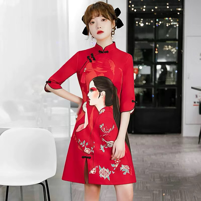 พร้อมส่ง🇹🇭รวมชุดกี่เพ้าฤดูร้อนหญิง 2025 ใส่ตรุษจีนใส่เที่ยว ถ่ายรูปใหม่ของสไตล์จีนสไตล์หนุ่มเล็กสไตล์สั้นทอดถนนชุด - รูปที่ 2