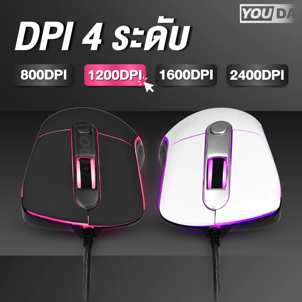 เมาส์เกมมิ่ง YOUDA YD-L304 LED RGB ปรับ DPI ได้ thumbnail 5