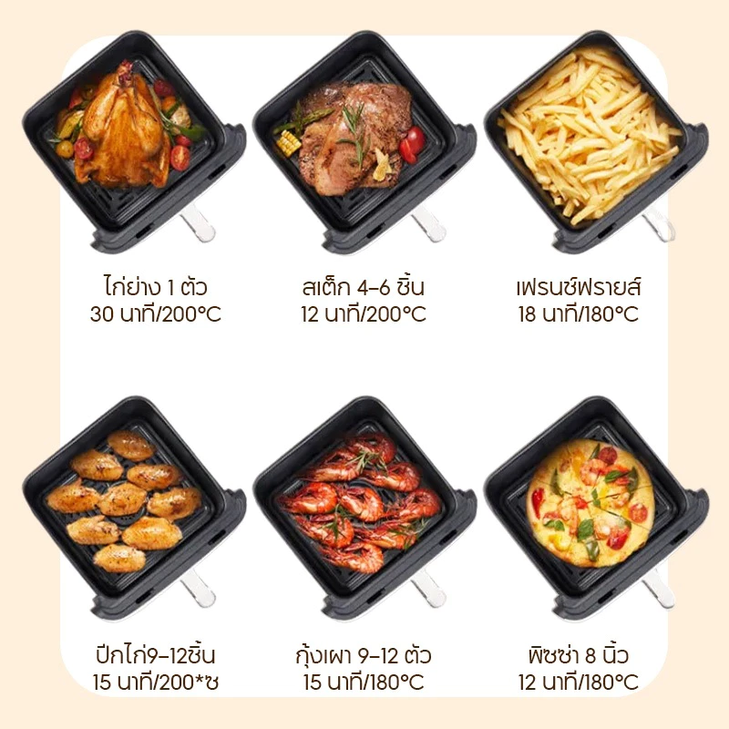 Air Fryer หม้อทอดไร้น้ำมัน ความจุ8L จอดิจิตอล หน้าจอสัมผัส หน้าต่างโปรงใส 1400W หม้ออบลมร้อน หม้อทอด thumbnail 5