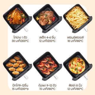 Air Fryer หม้อทอดไร้น้ำมัน ความจุ8L จอดิจิตอล หน้าจอสัมผัส หน้าต่างโปรงใส 1400W หม้ออบลมร้อน หม้อทอด