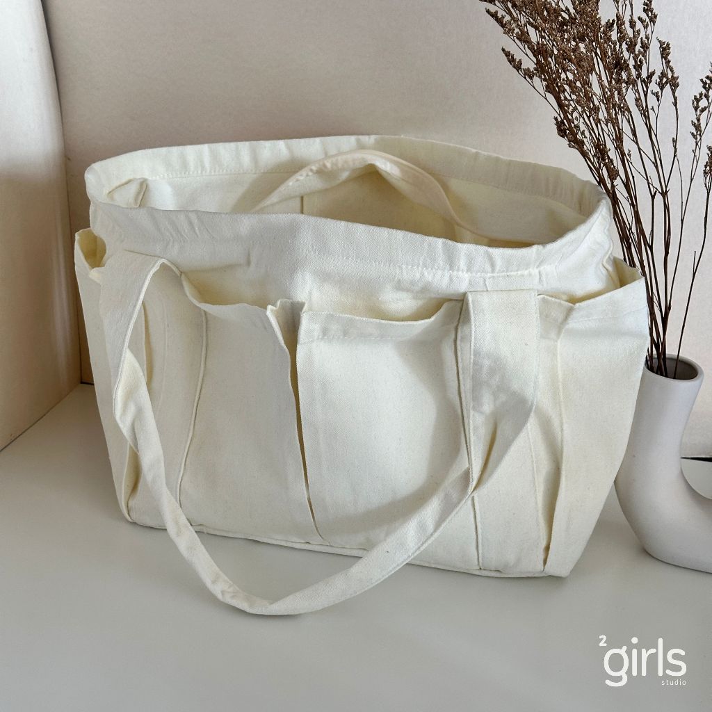 Bread Canvas bag กระเป๋าผ้าใบขนาดใหญ่ สะพายไหล่ ผ้าแคนวาส พร้อมส่ง