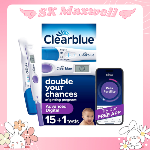 Clearblue Advanced Digital Ovulation Test สีม่วง พร้อมเครื่องอ่านค่าการตกไข่แบบดิจิตอล 15 เทส+ตรวจการตั้งครรภ์1เทส