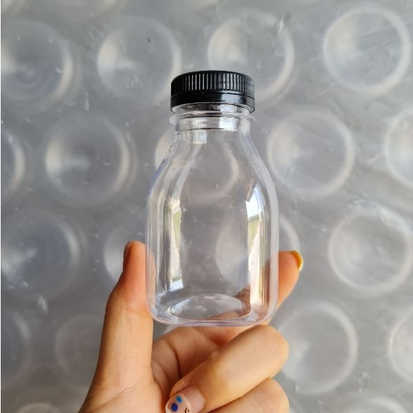 100 ML (เหลี่ยมมินิ) ขวดพลาสติกเล็ก PET พร้อมฝาปาก 29 มม.