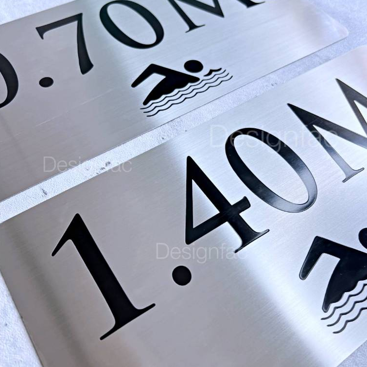 ป้ายบอกความลึกสระว่ายนำ้ 10x20cm ป้ายความลึกสระ ป้ายสระ รูปที่ 3