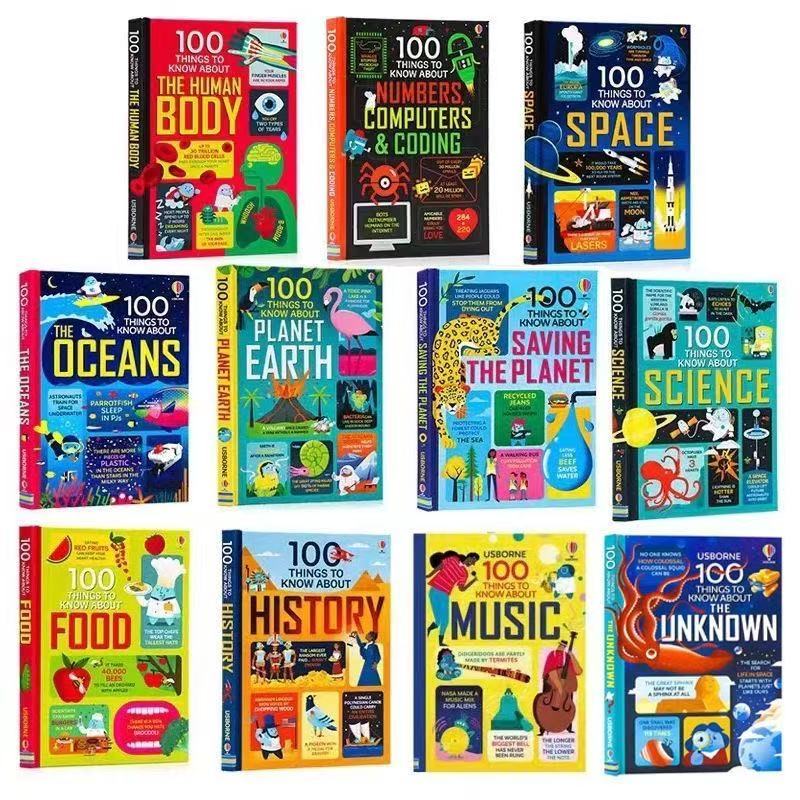 11 Books 100 Things to Know About Science Space History Food Human Body Kids Early Education Picture Book Hard Cover
