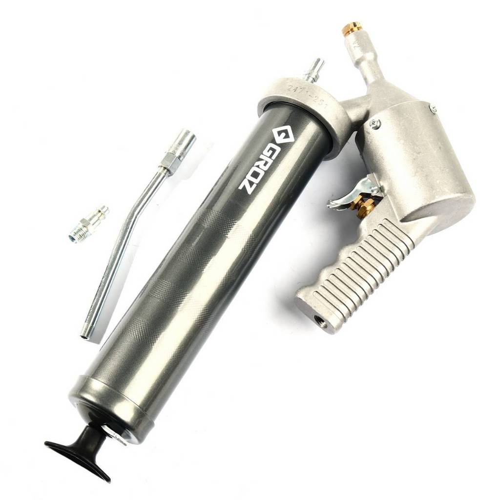 GROZ (กรอซ) กระบอกอัดจาระบีใช้ลม 500CC รุ่น AGG/1R/B ท่อแข็ง 6 นิ้ว แบบกดยิงจาระบีต่อเนื่อง ความจุจา